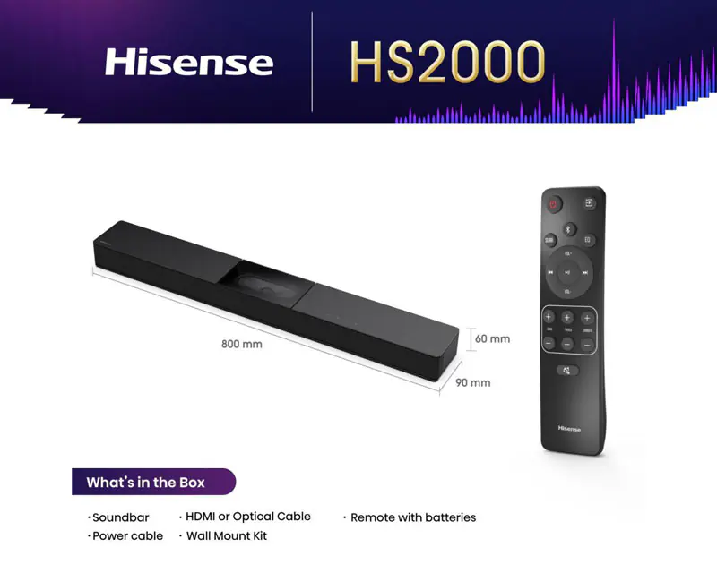 HISENSE HS2000 soundbar crni - Slika proizvoda 2