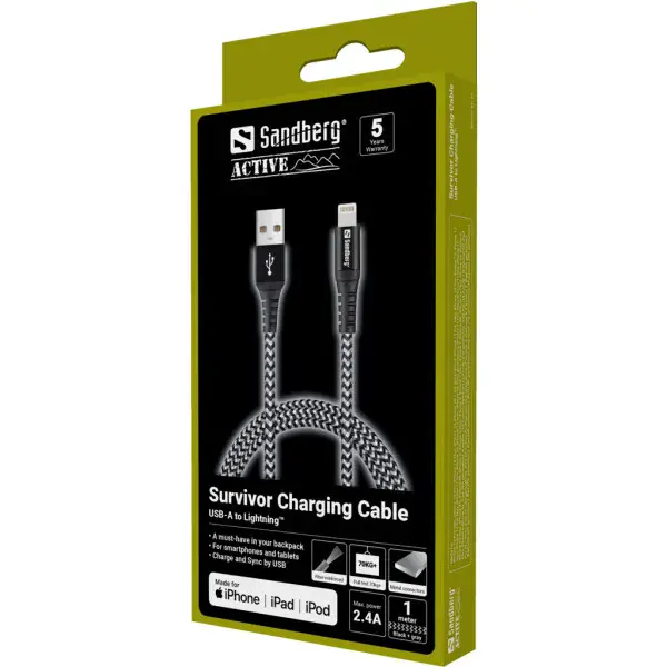SANDBERG Kabl Sandberg Survivor 441-35 USB-A/Lightning 1m - Slika proizvoda 2