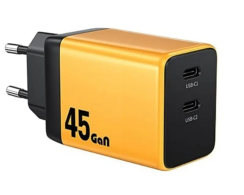 WEKOME WP-U33 Super brzi Strujni GaN Punjač, 2-porta USB (2 x 3.1 tipC) 45W, žuti - Glavna slika