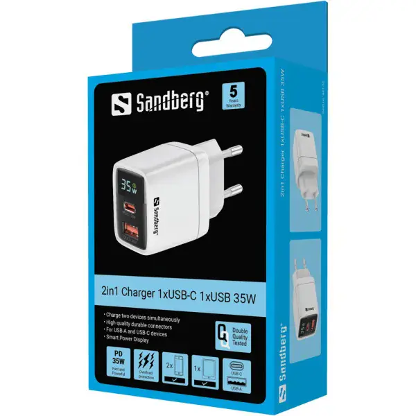 SANDBERG Kućni punjač Sandberg 2u1 441-52 1xUSB/1xUSB-C 35W - Slika proizvoda 3