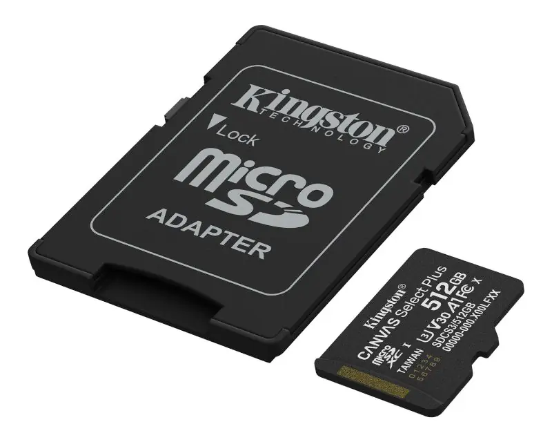 KINGSTON Memorijska kartica U1 V10 SDXC 512GB Canvas Select Plus G3 150R SDCS3/512GB + adapter  - Slika proizvoda 2