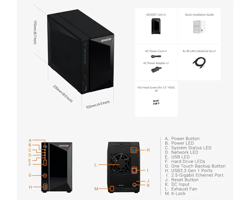 ASUSTOR NAS Storage Server DRIVESTOR 2 Pro AS3302T v2 - Slika proizvoda 4