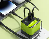 WEKOME WP-U39 Superbrzi Strujni GaN punjač, 2-porta USB (3.0 i 3.1 tip C) 65W sa displlejom i USB 3.1 tip C kablom 0.8m, žuti  - Thumbnail 5