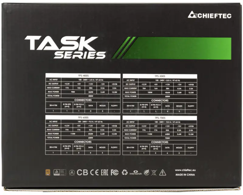 CHIEFTEC TPS-500S 500W TASK 80Plus Bronze napajanje 3Y - Slika proizvoda 6