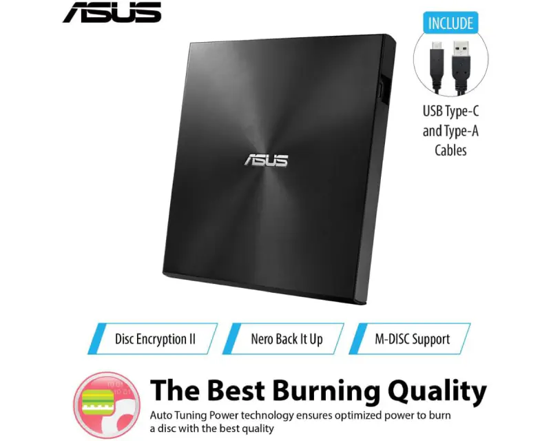 ASUS ZenDrive U9M SDRW-08U9M-U DVD±RW USB eksterni rezač crni - Slika proizvoda 7
