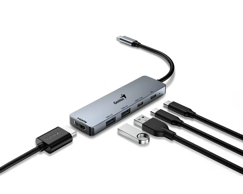 GENIUS UH-500 5-in-1 USB Hub srebrni  - Slika proizvoda 2