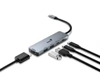 GENIUS UH-500 5-in-1 USB Hub srebrni  - Thumbnail 2