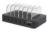MANHATTAN USB punjač 6-port Manhattan 102254 5V/2.4V/50W/držač za telefon Crni