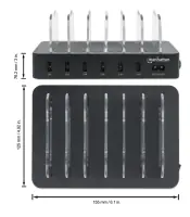 MANHATTAN USB punjač 6-port Manhattan 102254 5V/2.4V/50W/držač za telefon Crni - Thumbnail 2