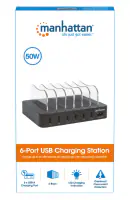 MANHATTAN USB punjač 6-port Manhattan 102254 5V/2.4V/50W/držač za telefon Crni - Thumbnail 3