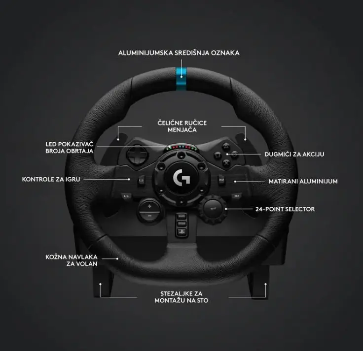 LOGITECH Logitech G923 Trueforce Gaming Racing Wheel + Logitech Shifter - Slika proizvoda 3