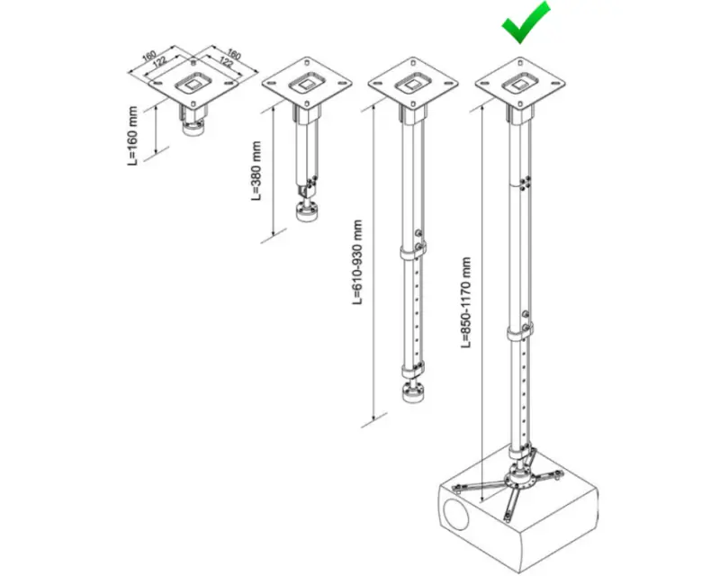 VEGA CM 25-1170 univerzalni plafonski nosač za projektor  - Slika proizvoda 4
