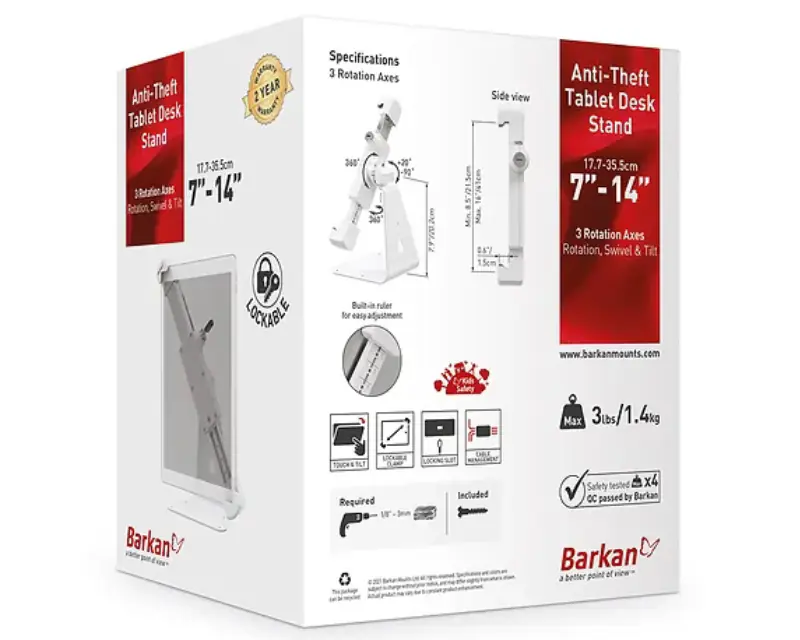 BARKAN T71HL Stono rotirajuce postolje 360° protiv krađe za tablet do 7-14 inča - Slika proizvoda 5