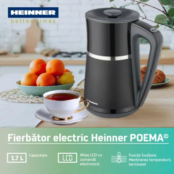 HEINNER Električno kuvalo HEINNER HEK-D22002WBK 1,7l/displej - Slika proizvoda 2